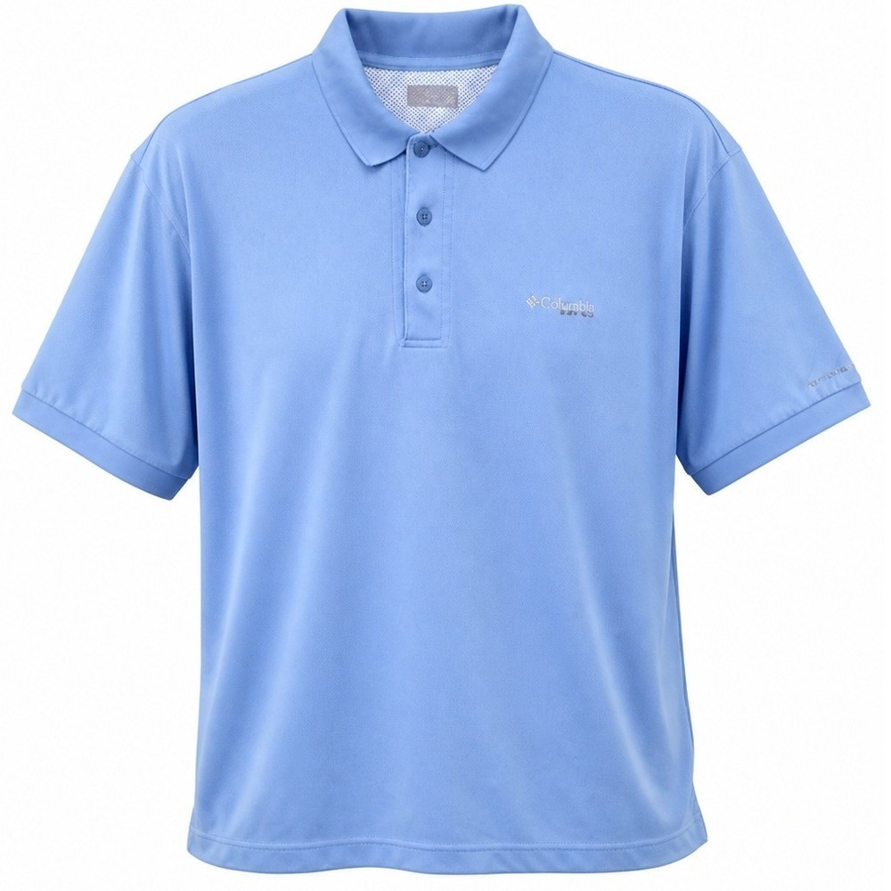 Columbia PFG Polo Mens XL Omni-Shade Fishing Shirt Blue Vented Moisture Wicking